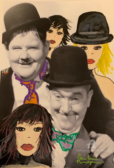Dessin intitulée "Laurel et Hardy" par Caroline Montigneaux, Œuvre d'art originale, Marqueur