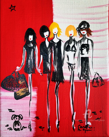 Painting titled "French Dream" by Caroline Montigneaux, Original Artwork, Acrylic Mounted on Wood Stretcher frame