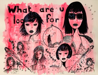 Painting titled "What are U looking…" by Caroline Montigneaux, Original Artwork, Acrylic
