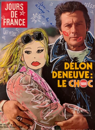 Tekening getiteld "Alain Delon dans JO…" door Caroline Montigneaux, Origineel Kunstwerk, Marker
