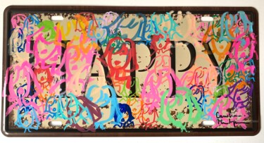 Painting titled "Happy you" by Caroline Montigneaux, Original Artwork, Marker Mounted on Metal