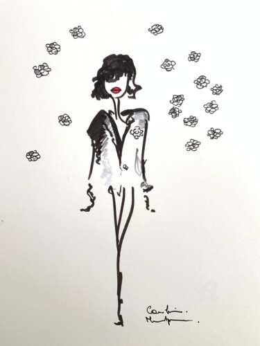 Painting titled "Fanny Ardant" by Caroline Montigneaux, Original Artwork, Acrylic