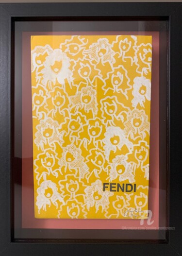 Painting titled "Fendi … à la folie !" by Caroline Montigneaux, Original Artwork, Acrylic Mounted on Cardboard