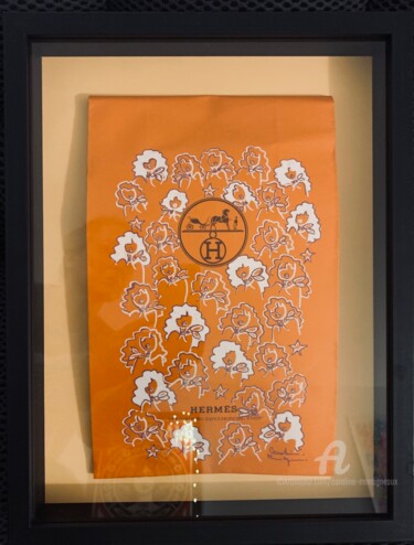 Schilderij getiteld "L’orange leur va si…" door Caroline Montigneaux, Origineel Kunstwerk, Acryl Gemonteerd op Houten paneel