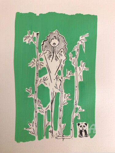 Dessin intitulée "Bambou Nana" par Caroline Montigneaux, Œuvre d'art originale, Marqueur