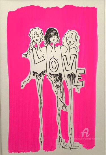 Tekening getiteld "LOVE…." door Caroline Montigneaux, Origineel Kunstwerk, Marker
