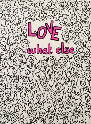 Rysunek zatytułowany „Love What Else” autorstwa Caroline Montigneaux, Oryginalna praca, Marker Zamontowany na Drewniana rama…
