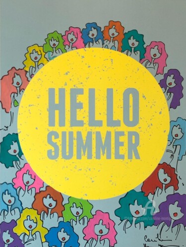Drawing titled "Hello Summer" by Caroline Montigneaux, Original Artwork, Acrylic