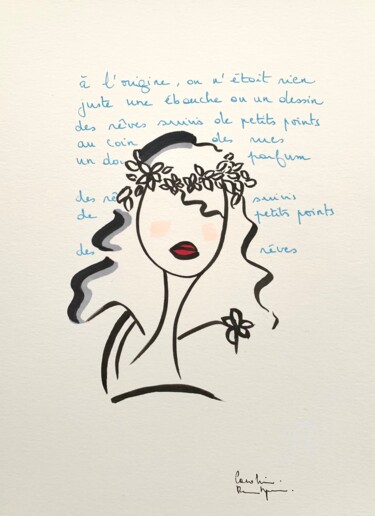 Tekening getiteld "Rêves" door Caroline Montigneaux, Origineel Kunstwerk, Inkt