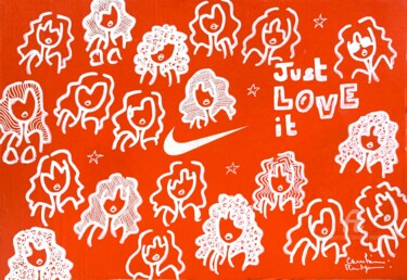Painting titled "Just Love it !" by Caroline Montigneaux, Original Artwork, Marker Mounted on Wood Panel
