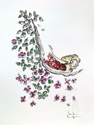 Disegno intitolato "Nature" da Caroline Montigneaux, Opera d'arte originale, Pennarello