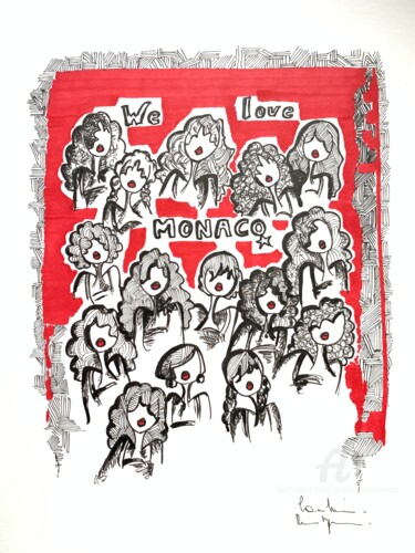 Disegno intitolato "We love Monaco" da Caroline Montigneaux, Opera d'arte originale, Acrilico
