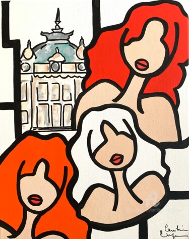 Painting titled "Monaco x les Petite…" by Caroline Montigneaux, Original Artwork, Acrylic Mounted on Wood Stretcher frame