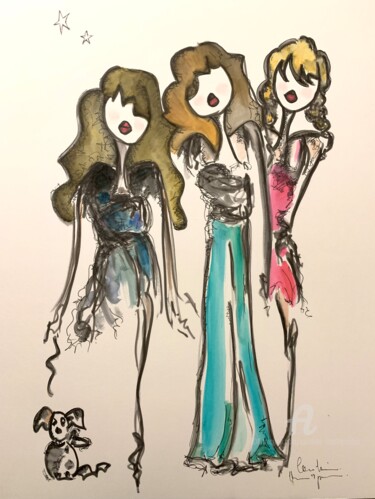 Drawing titled "Sisterz" by Caroline Montigneaux, Original Artwork, Ink