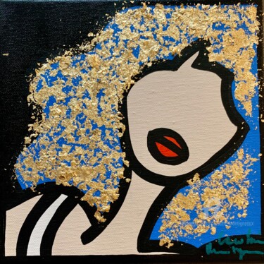 Painting titled "Golden Blueberry" by Caroline Montigneaux, Original Artwork, Acrylic Mounted on Wood Stretcher frame