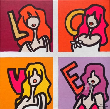 Peinture intitulée "Love etc !" par Caroline Montigneaux, Œuvre d'art originale, Acrylique Monté sur Châssis en bois