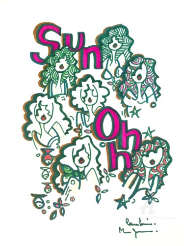 Dibujo titulada "Sun Ohh" por Caroline Montigneaux, Obra de arte original, Rotulador