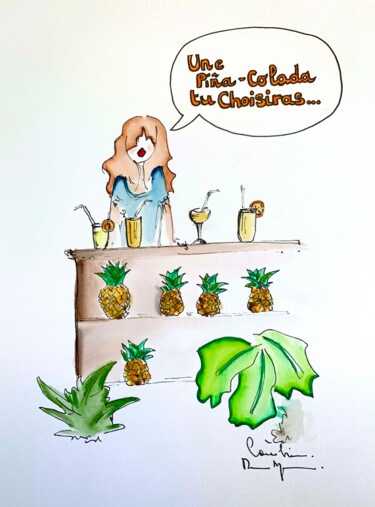 Desenho intitulada "Piña Colada x Petit…" por Caroline Montigneaux, Obras de arte originais, Tinta