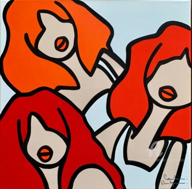 Painting titled "Ciflorette and Frie…" by Caroline Montigneaux, Original Artwork, Acrylic Mounted on Wood Stretcher frame