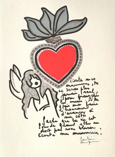 Desenho intitulada "Ex voto romantico" por Caroline Montigneaux, Obras de arte originais, Marcador