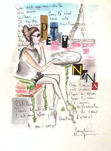 Σχέδιο με τίτλο "Une Petite Nana à P…" από Caroline Montigneaux, Αυθεντικά έργα τέχνης, Μελάνι