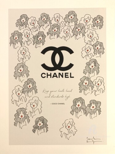 Dessin intitulée "Coco Chanel #3" par Caroline Montigneaux, Œuvre d'art originale, Marqueur