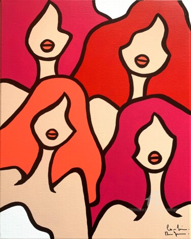 Painting titled "Smoothie Cassis" by Caroline Montigneaux, Original Artwork, Acrylic Mounted on Wood Stretcher frame
