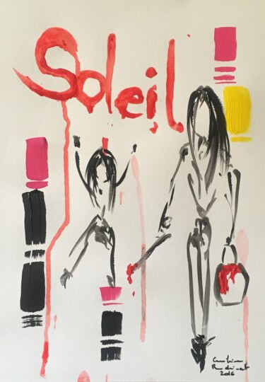 Pittura intitolato "Soleil, 2016" da Caroline Montigneaux, Opera d'arte originale, Acrilico