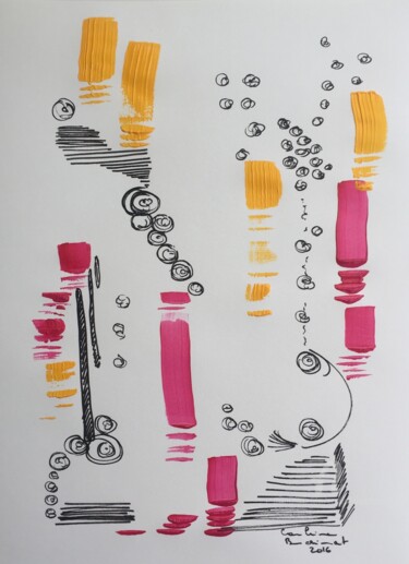 Painting titled "Champagne" by Caroline Montigneaux, Original Artwork, Acrylic