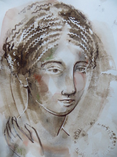 Dessin intitulée "Portrait" par Caroline Provost, Œuvre d'art originale, Encre