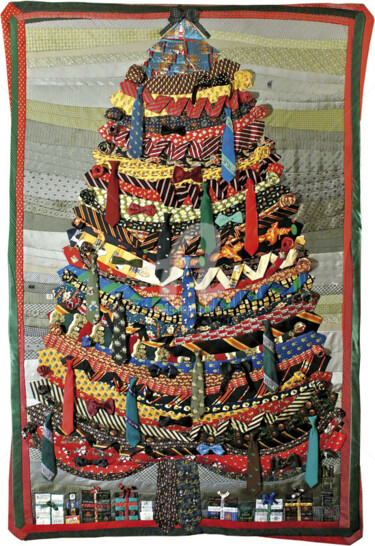 Textile Art με τίτλο "Noël" από Caroline Regnaut, Αυθεντικά έργα τέχνης
