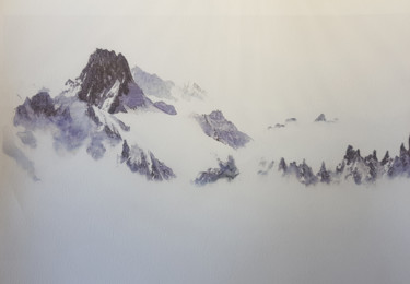 Pittura intitolato "mer de sommet" da Caroline Seraud, Opera d'arte originale, Acquarello