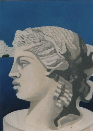 Peinture intitulée "Tête grecque" par Caroline Siffredi, Œuvre d'art originale, Huile