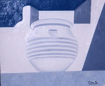 Peinture intitulée "Pot blanc" par Caroline Siffredi, Œuvre d'art originale, Huile