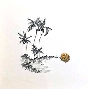 Drawing titled "Eponge aux tropiques" by Caroline Thunus, Original Artwork, Ink