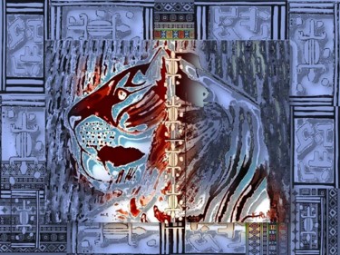 Arts numériques intitulée "tigre-bleu-jpg.jpg" par K Roll, Œuvre d'art originale