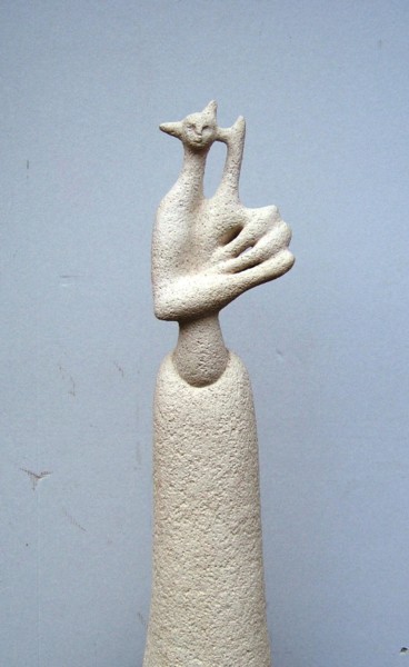 Skulptur mit dem Titel "Bastet" von Caroline Chopin, Original-Kunstwerk, Terra cotta