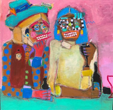 Malarstwo zatytułowany „Happy Hour” autorstwa Caroline De Aquino, Oryginalna praca, Akryl Zamontowany na Drewniana rama noszy