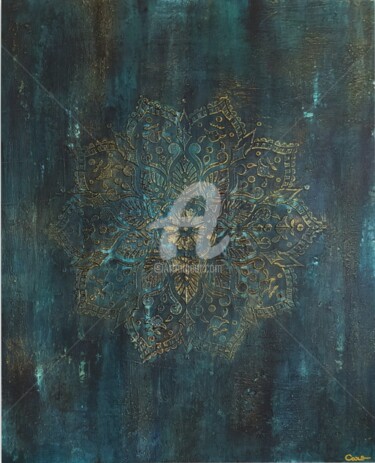 Peinture intitulée "Mandala" par Caro, Œuvre d'art originale, Acrylique