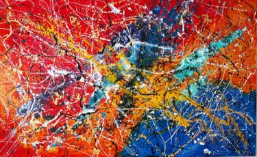 Painting titled ""Short track speed…" by Carolina Vis, Original Artwork, Acrylic Mounted on Aluminium