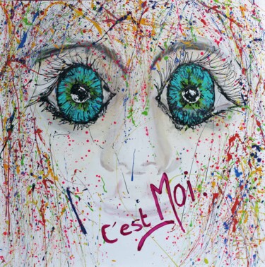 Painting titled ""C'est Moi" Selfpor…" by Carolina Vis, Original Artwork, Acrylic Mounted on Wood Stretcher frame