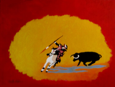 Painting titled "Picador" by Carolyn   A. Debnam, Original Artwork, Acrylic Mounted on Wood Stretcher frame