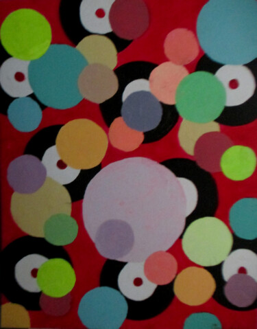 Painting titled "Bold Circles" by Carolyn   A. Debnam, Original Artwork, Acrylic Mounted on Wood Stretcher frame