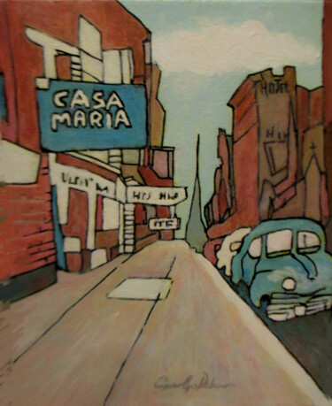 Painting titled "Casa Maria 2" by Carolyn   A. Debnam, Original Artwork, Acrylic Mounted on Wood Stretcher frame