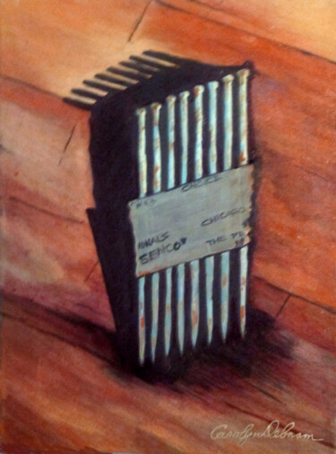 Painting titled "Nails" by Carolyn   A. Debnam, Original Artwork, Acrylic Mounted on Wood Stretcher frame