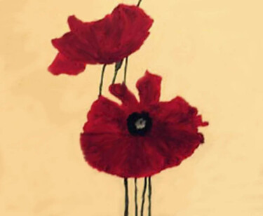 Картина под названием "Large     Poppies" - Carolyn   A. Debnam, Подлинное произведение искусства, Акрил Установлен на Дерев…