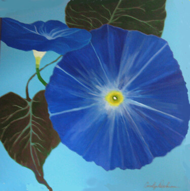 Painting titled "Morning Glories" by Carolyn   A. Debnam, Original Artwork, Acrylic Mounted on Wood Stretcher frame