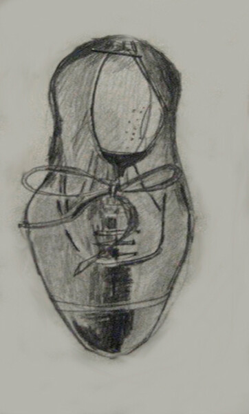 Drawing titled "Shoe" by Carolyn   A. Debnam, Original Artwork, Pencil Mounted on Wood Stretcher frame