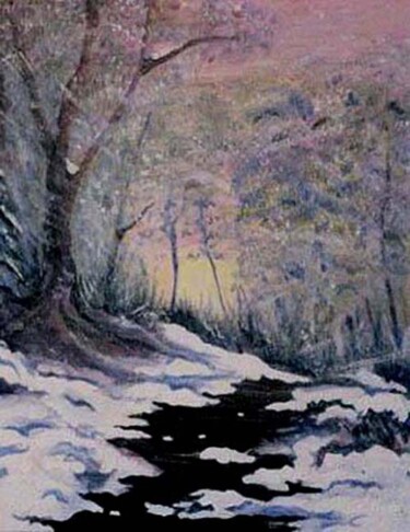 Ζωγραφική με τίτλο "Winter Pinks" από Carolyn   A. Debnam, Αυθεντικά έργα τέχνης, Ακρυλικό Τοποθετήθηκε στο Ξύλινο φορείο σκ…