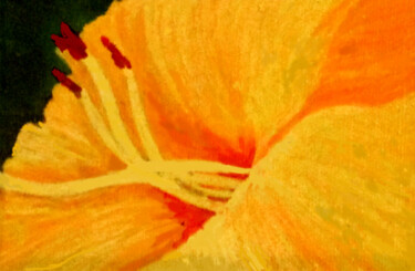 Painting titled "Hibiscus" by Carolyn   A. Debnam, Original Artwork, Acrylic Mounted on Wood Stretcher frame